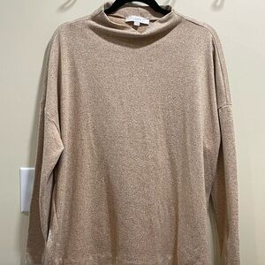 LOFT Tan Cowl Neck Sweater Relaxed Fit